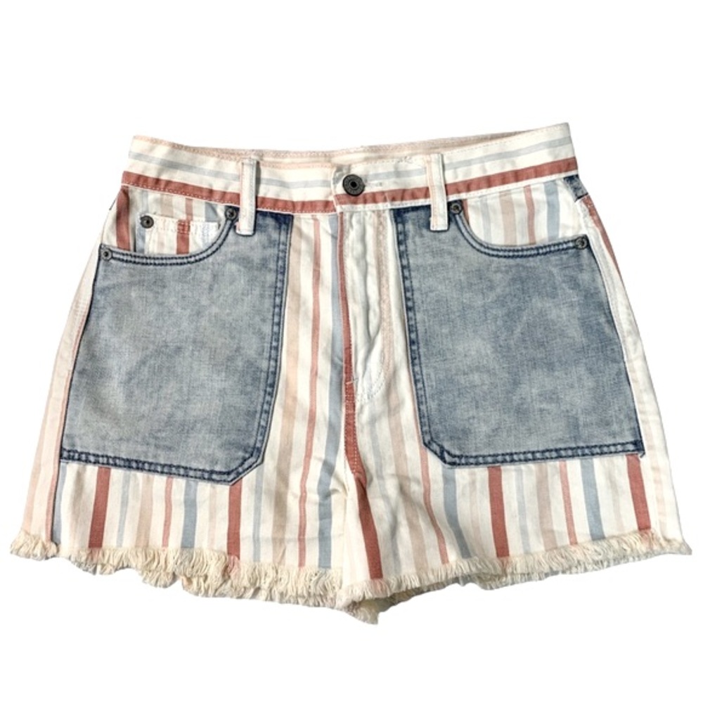 American Eagle Outfitters jean shorts Sz0 light wash Mom Shorts Denim Patriotic - Picture 1 of 7